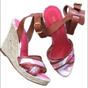 Emilio Pucci Pink Espadrille Wedges